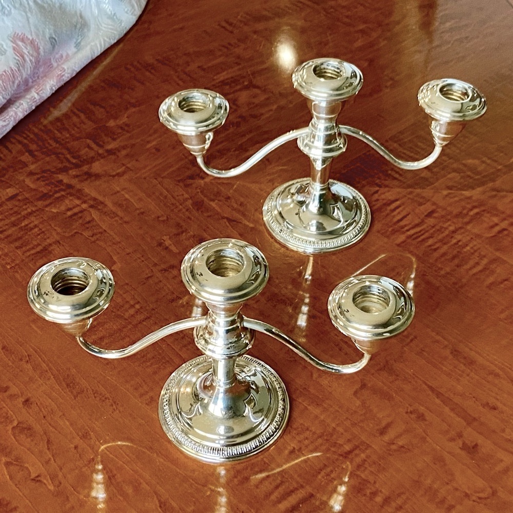 Sterling. Two Vintage, Weighted Sterling Silver Candelabras from Wm Rogers Co.